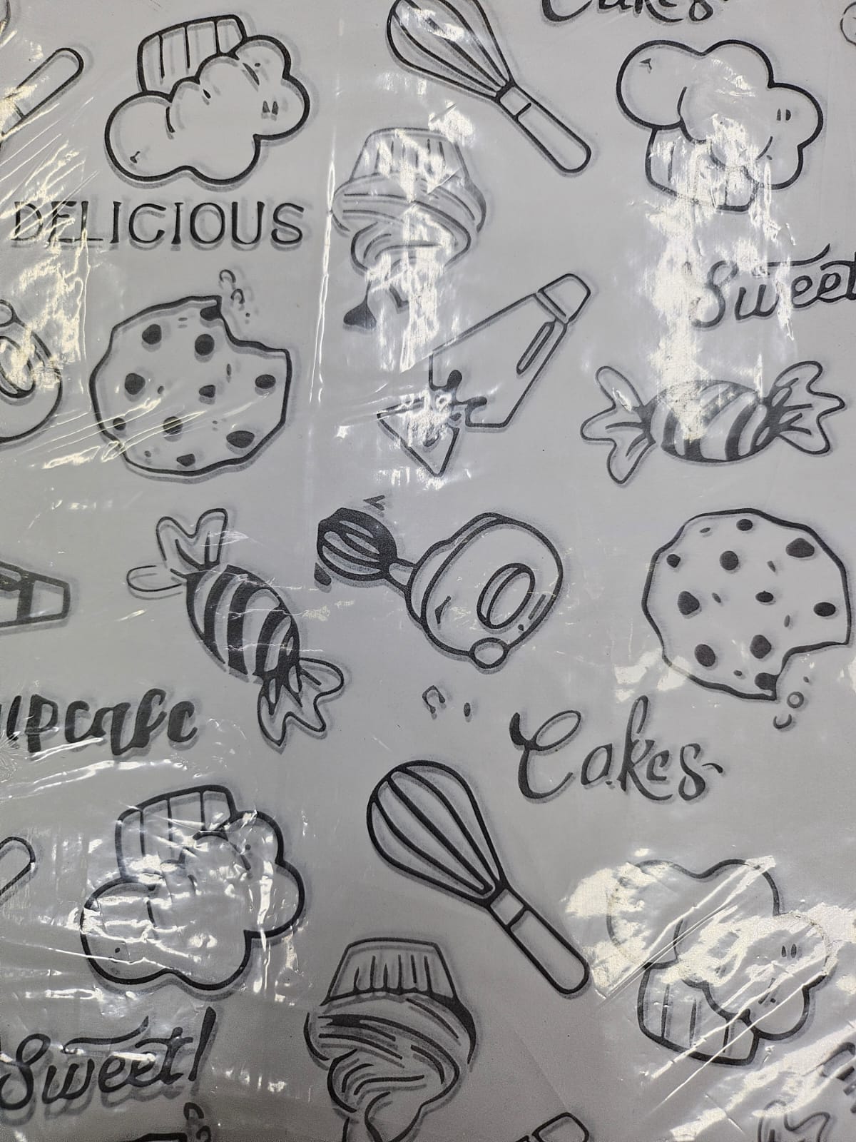Papel Grado Alimenticio Gris Figuras de Repostería