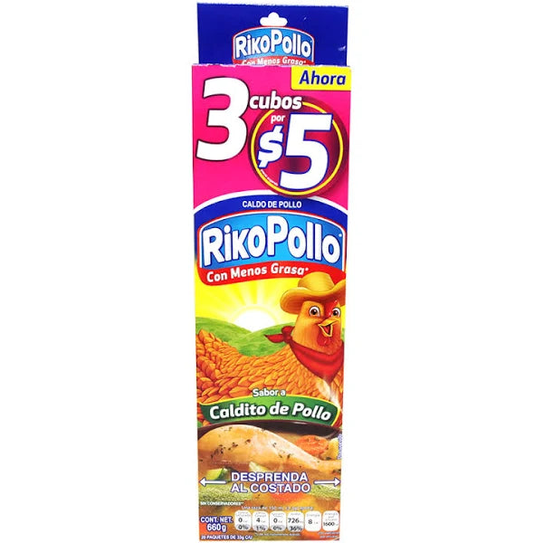 Consomé Riko Pollo Paquete Con 20 Piezas De 33 gr