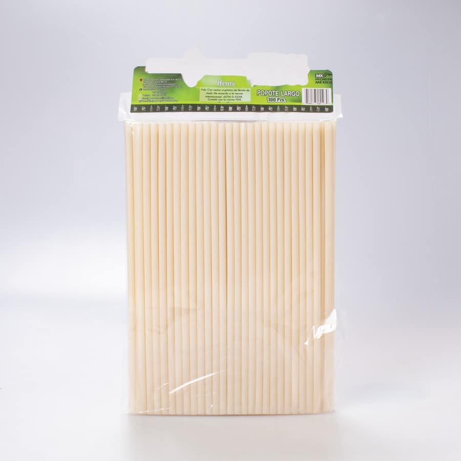 Popote Estuchado Bio Hermi Paquete con 200 Piezas