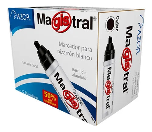Marcador Azor Pizarron Blanco Magistral Digital Negro 6mm
