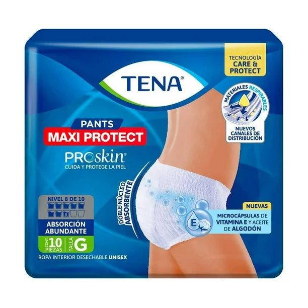 Pañales Tena Pants Grandes  Caja Con 10 Paquetes