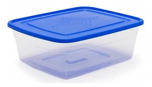 Tupper Plastico Tapa Azul 33 x 25 cm